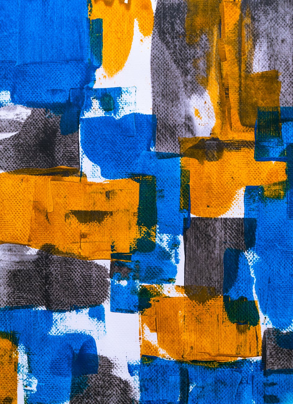 Pintar es escuchar lo que siento - Segunda sección de la obra abstracta con texturas intensas en colores fríos y cálidos